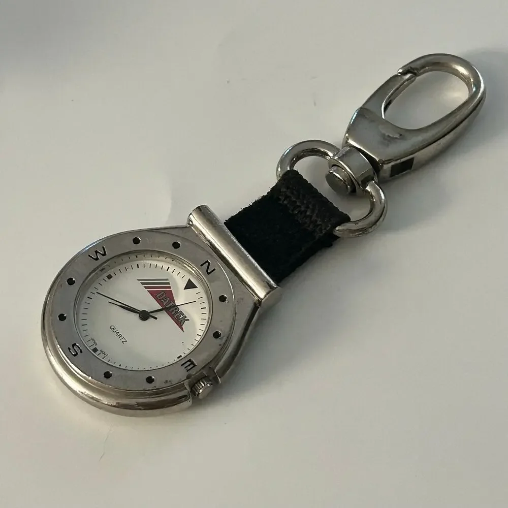 DATREK Silver-tone White Dial Quartz Key Ring Watch Working